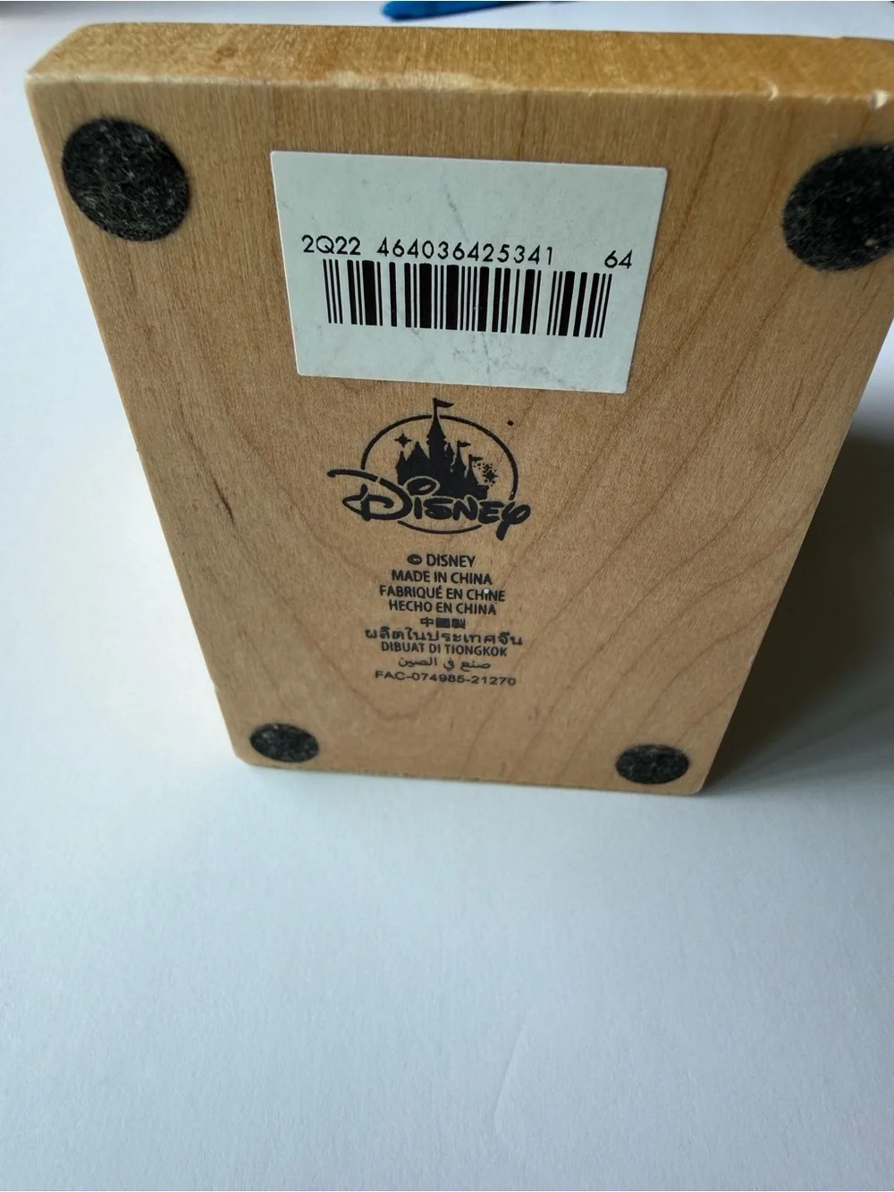 Disney Wooden Decorative Block in Natural Wood and Black